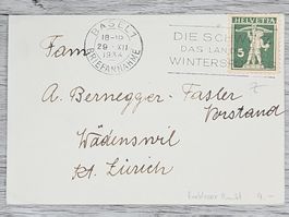 CL03 Enveloppe + Timbre Suisse 1934