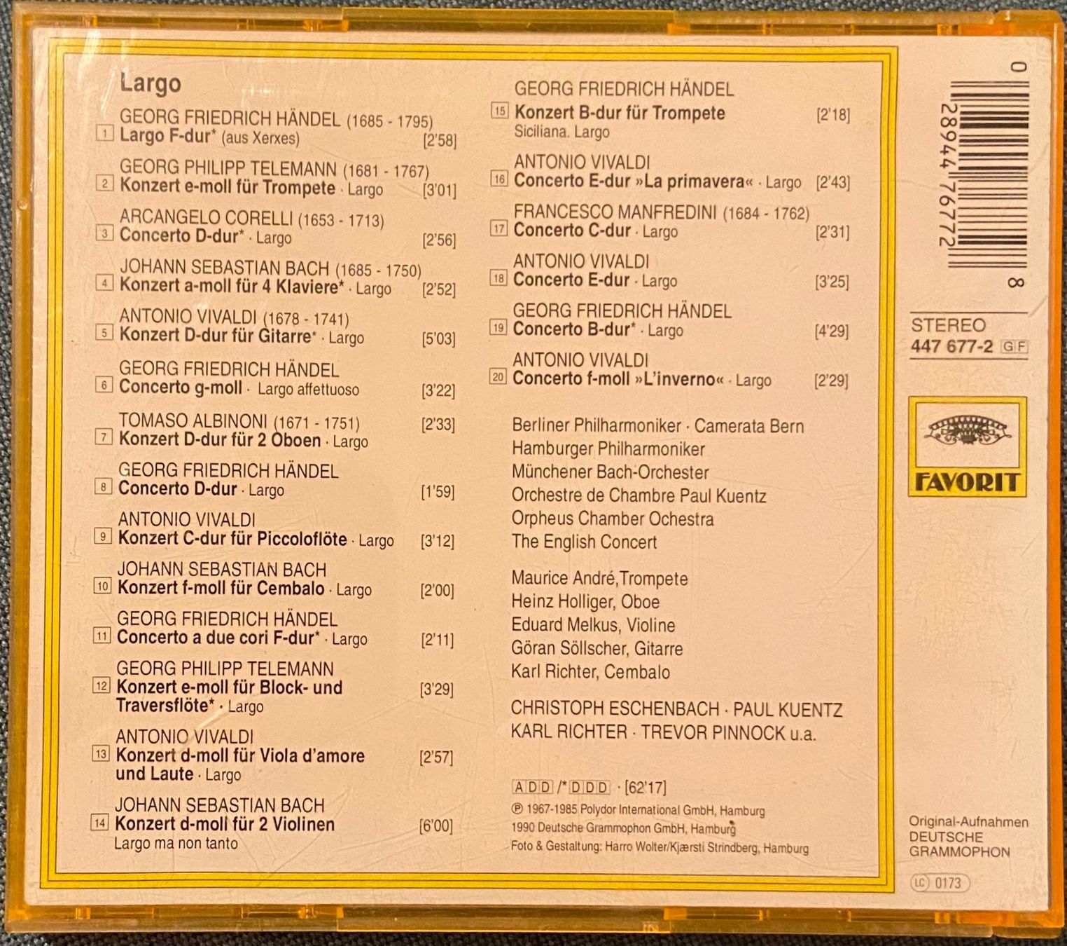 CDs: Largo CD Händel • Vivaldi • Corelli • Bach • Telemann – Gebraucht aus Luzern von Lycka 1
