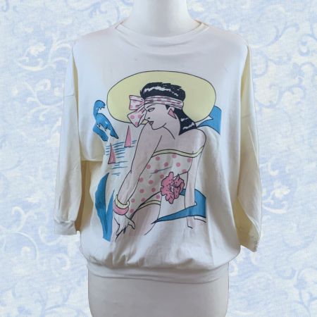Graues Sweatshirt aus Baumwolle im Vintage-Stil mit Aufdruck