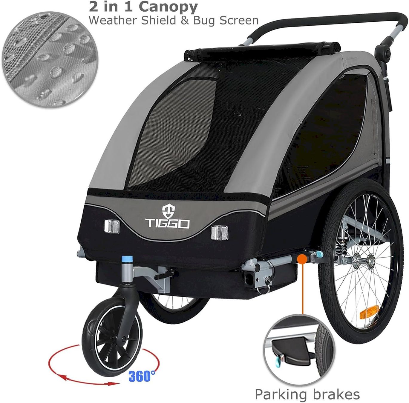Veloanhänger: TIGGO Kinderanhänger + Federung Grau – Neu und originalverpackt aus Bottighofen von zaap 2