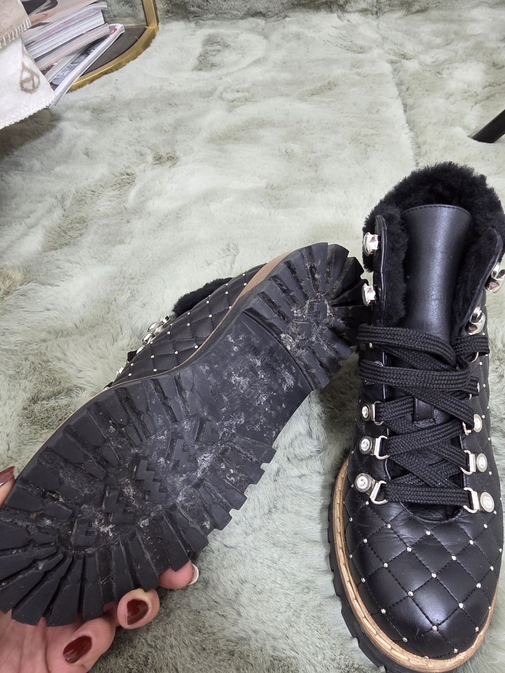 Damenschuhe: Lesilla Boots Black Leather Studded Fur Lined Size 37 – Neu (gemäss Beschreibung) aus Brüttisellen von par_8zbj 3