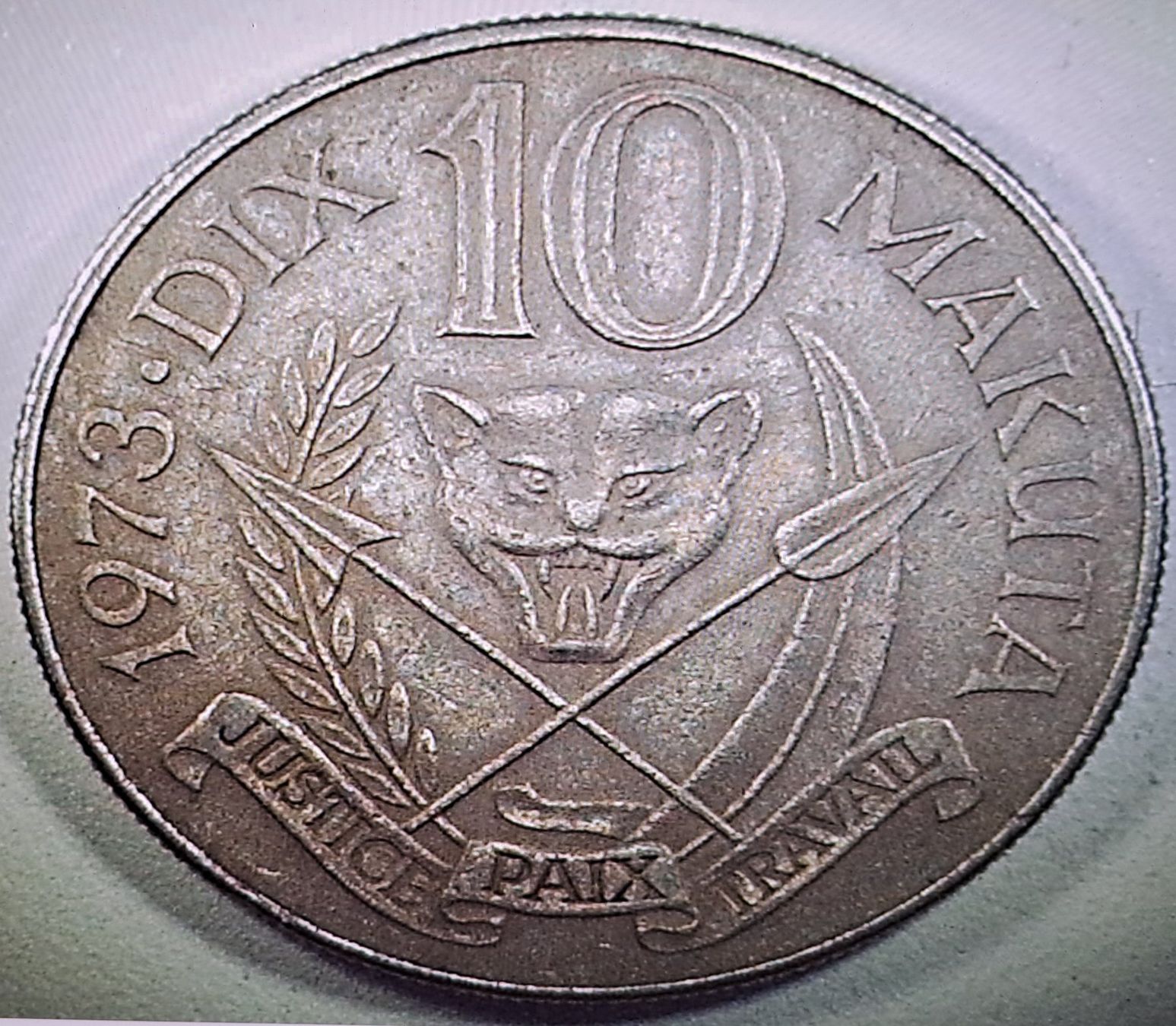 Alle Münzen: Zaire 10 Macutas, 1973 – Gebraucht aus Tenniken von mik_6mxg 4