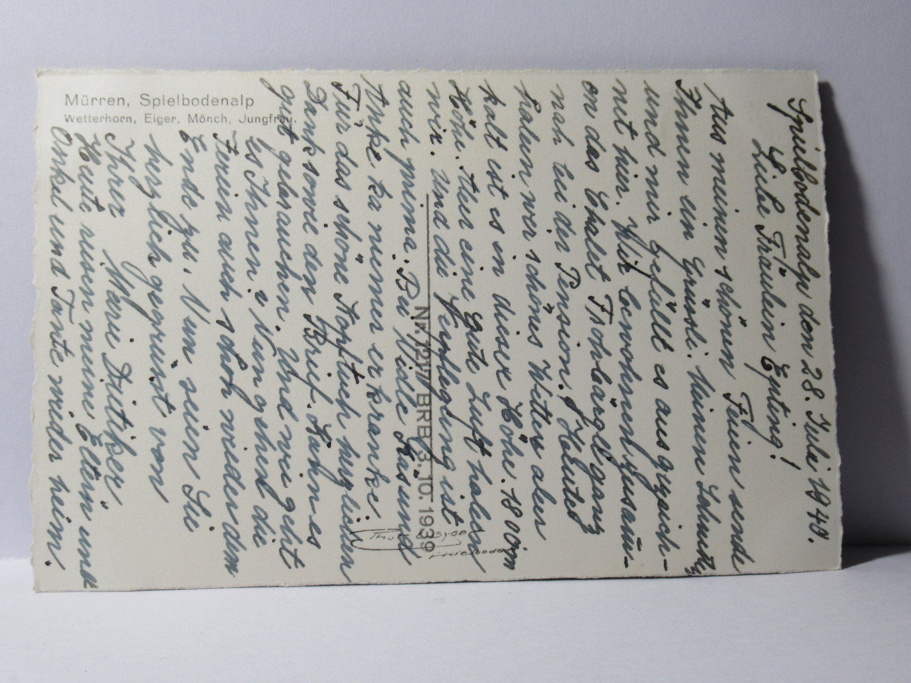 Cartoline postali: Mürren , Spielbodenalp 1940 – Usato da Grenchen venduto da Bluemchen1900 1