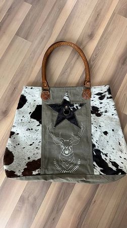 Neue Tasche mit echtem Kuhfell & Ledergriffen (VK 198.-)