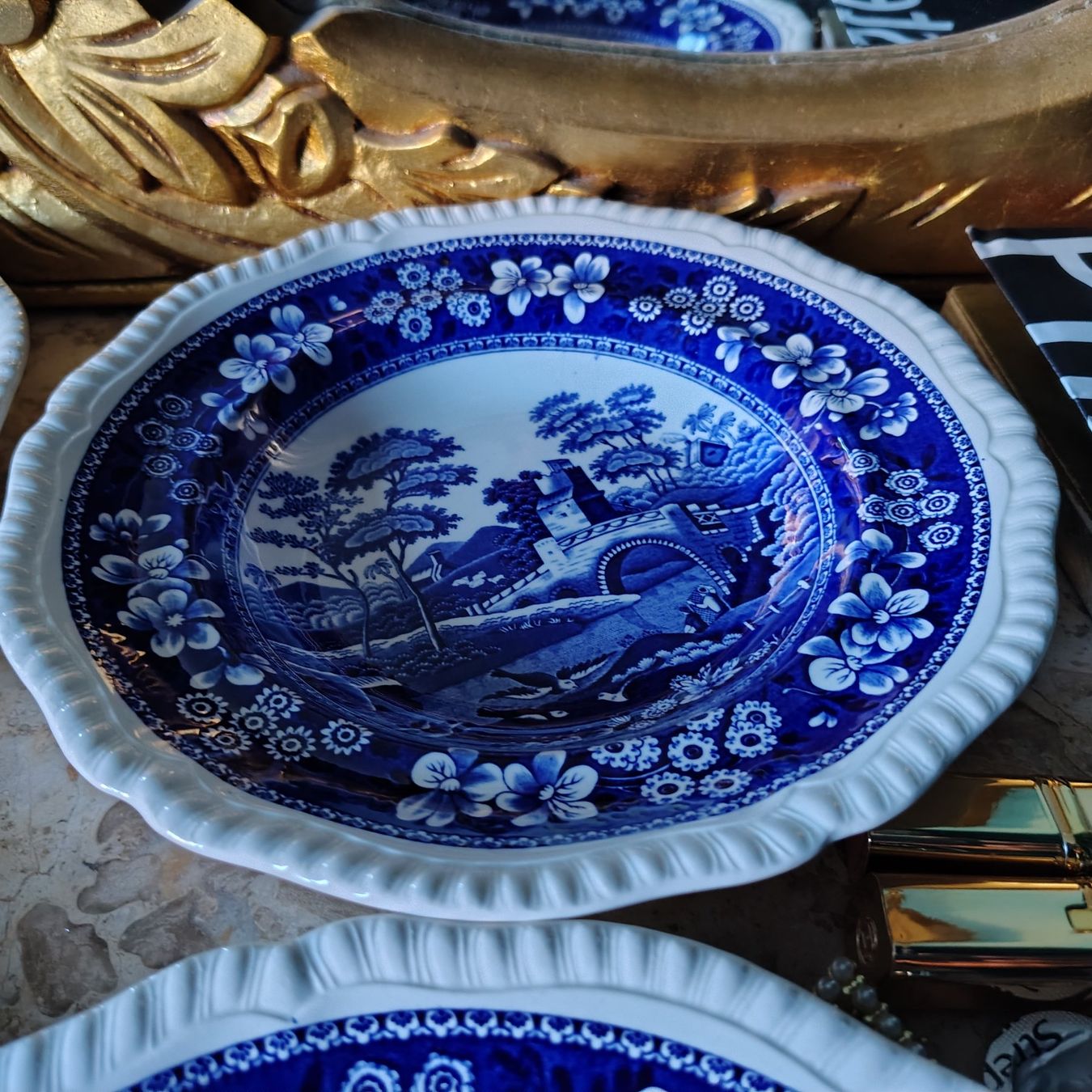 Spode Piatti: Spodes Tower Blue, X5 Suppenteller, Durchmesser 23.5cm – Usato da Dietikon venduto da aberdeen30 4
