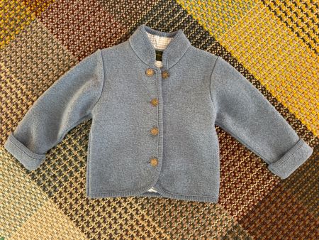 Hellblaues Jäckli aus 100% Schurwolle, Grösse ca. 86/92