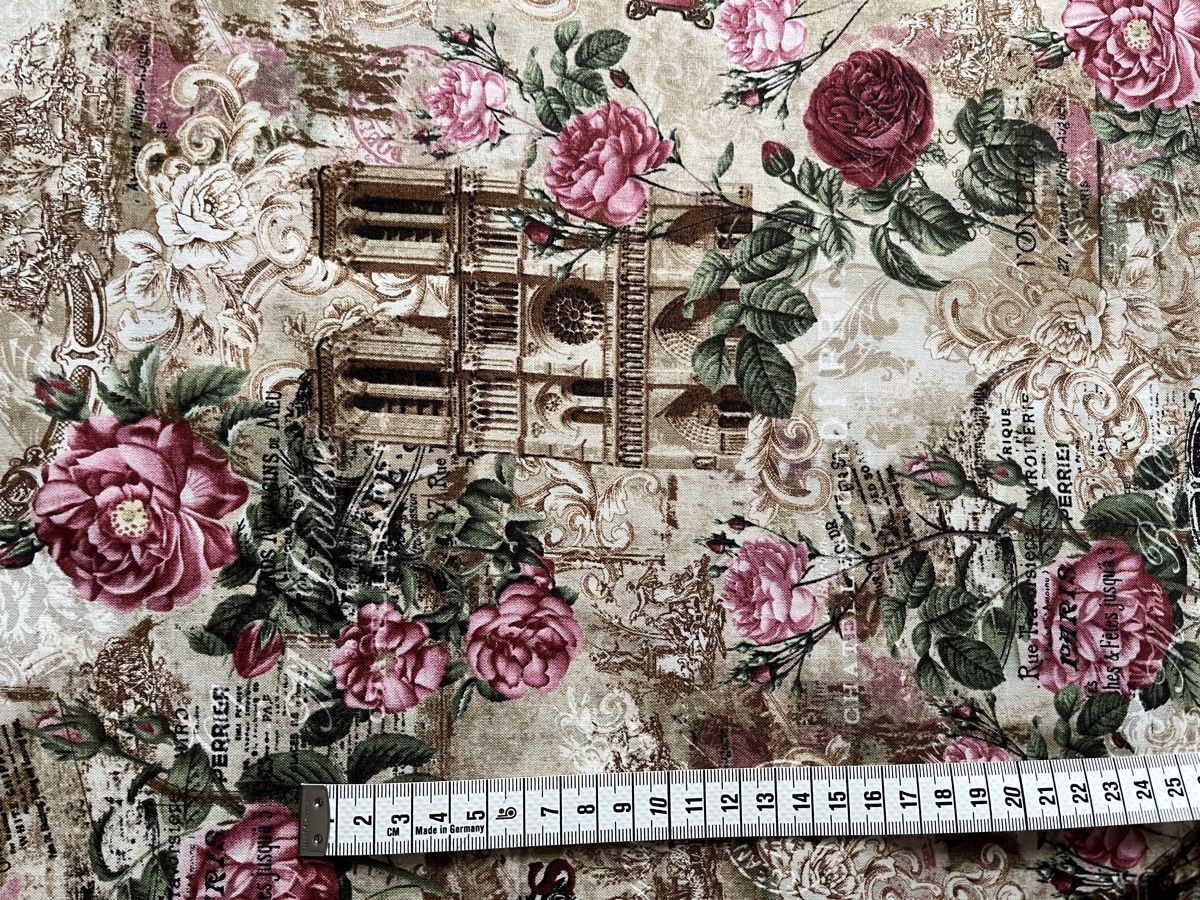 Tessuti: Patchworkstoff Paris Eifelturm Rosen – Nuovo (secondo la descrizione) da Seuzach venduto da KreativmitStoff 2