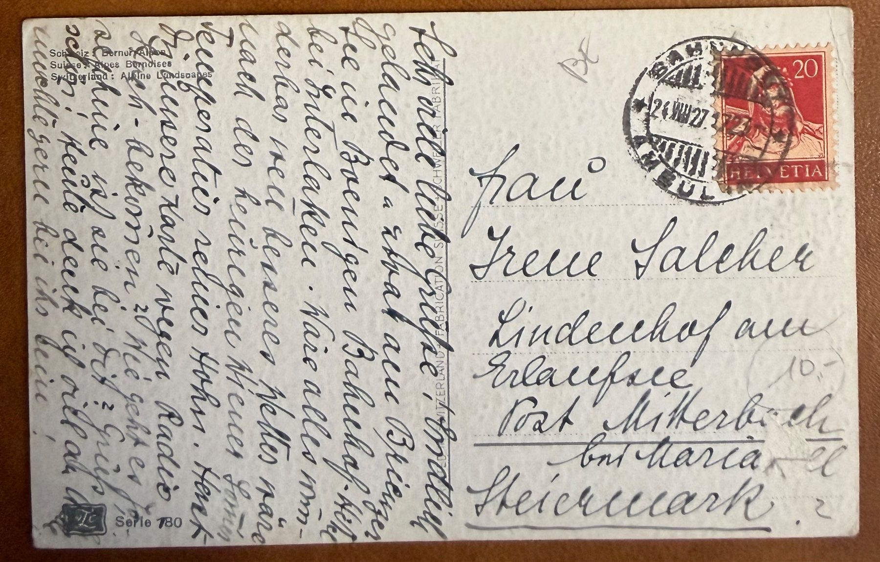 Ansichtskarten: Jungfrau - Chalet. - 1927 – Gebraucht aus Lutry von Ediego 1