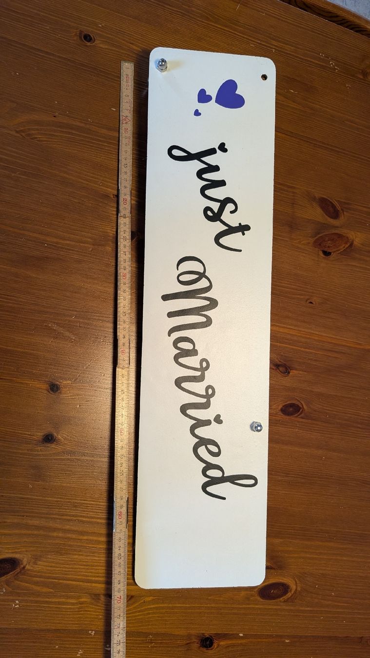 Tutte le decorazioni: Schild Just Married weiss – Usato da Olten venduto da NicoOnline 2