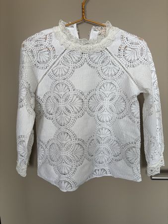 Sezane White Lace Blouse