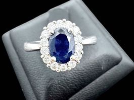 CHRIST Saphir 0.7c Diamanten 0.25c Ring 18k Gr 51 *S2392