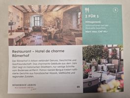 Gutschein, 2-für-1 Mittagessen im Römerhof Arbon