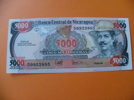 Nicaragua 5000 Cordobas 1988, P-157, Sehr Gut Erhalten, Unc