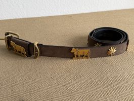 Frank Remmert Design Ledergürtel Gürtel Kuh Edelweiss Motiv