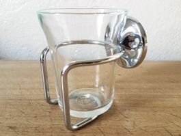 60er ZahnGlashalter Duralex Zahnputzglas Chrom