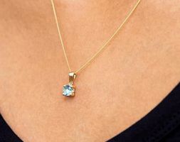 9ct Gold Geburtsstein Anhänger Halskette