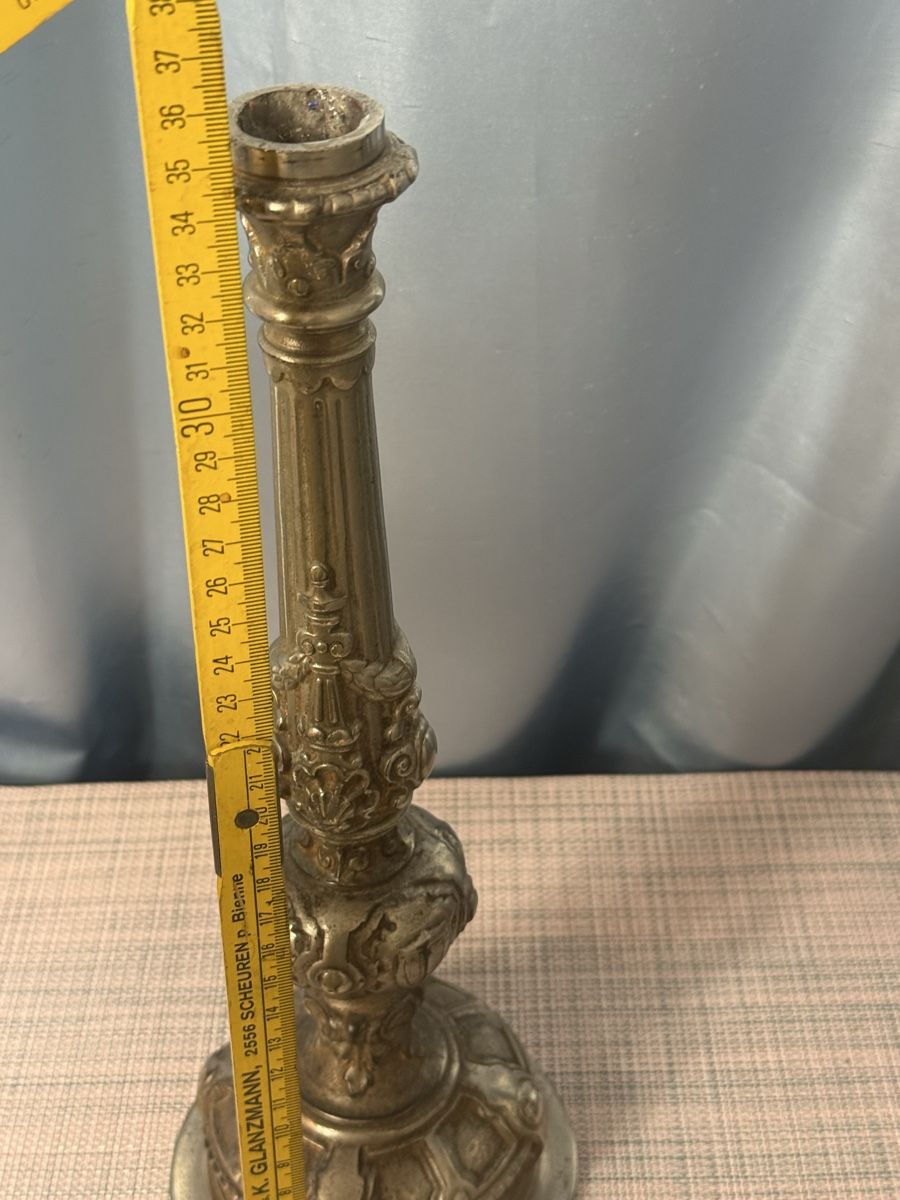 Portacandele: Alter historistischer Kerzenleuchter versilbert 35 cm – Usato da Grenchen venduto da swiss.antiques 7