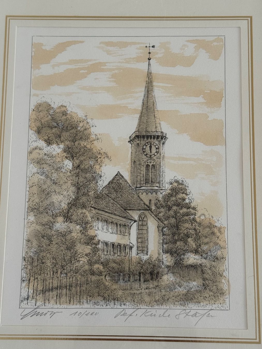 Grafiken & Lithographien: Lithographie Curt Schwitzer "Ref. Kirche Stäfa" #10/100 – Gebraucht aus Zürich von Nobs1 3