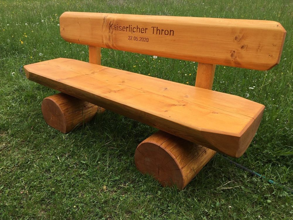Rundholzbank Holzbank Tisch Bank Garnitur Gartenbank TOP (Neu (gemäss ...