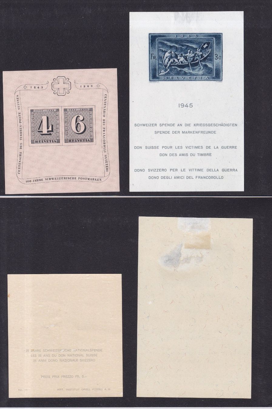 Tutti i francobolli: 4 Stk. CH Briefmarken-Blocks ab 1943 – Usato da Münchwilen AG venduto da Nesar