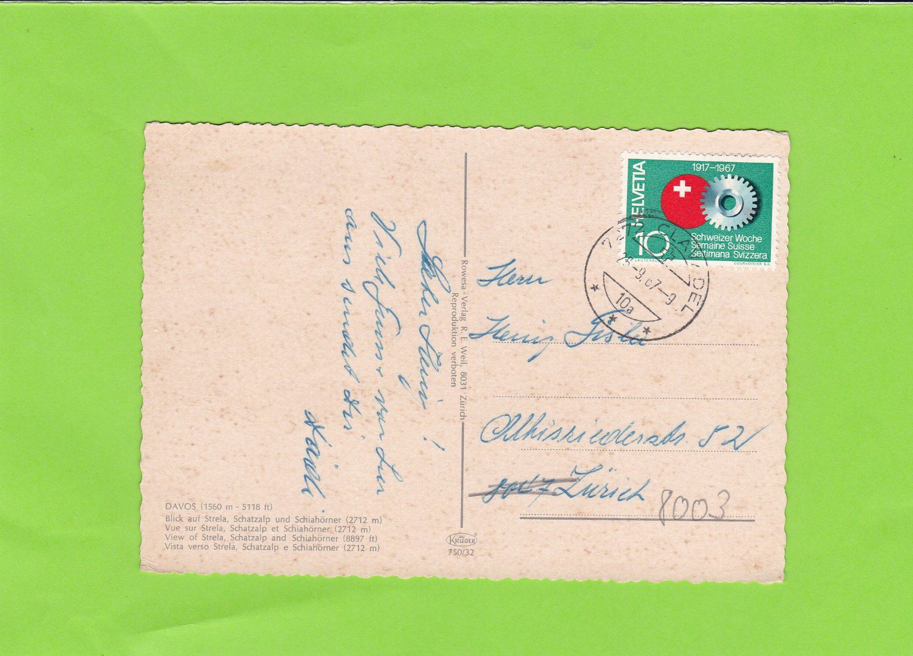 Cartoline postali: Davos-Luftseilbahn – Usato da St. Peterzell venduto da neckertal 1