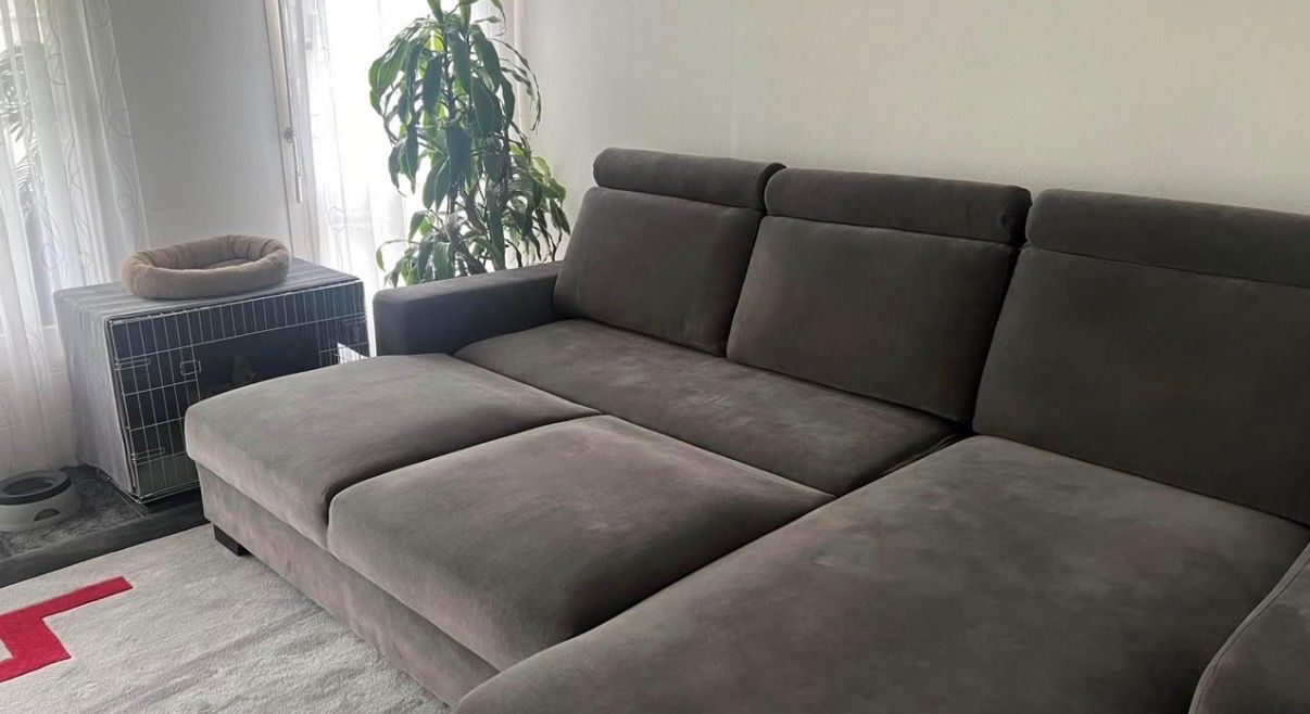 Sofas: 3er-Bettsofa mit Récamiere, rechts/Tallmyra mittelgrau – Gebraucht aus Wohlen AG von kurt.jazzmane 3