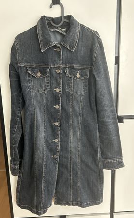 Veste longue en jean bleu foncé