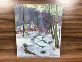 Bild Winterwald Landschaftsgemälde - Öl unten signiert