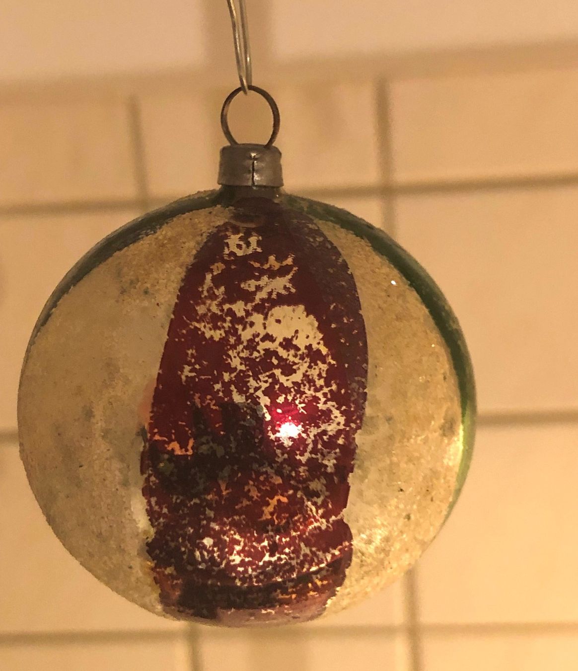 Tutte le decorazioni: Antike Weihnachtskugel gestreift mit weissem Glitzer – Usato da Gossau/ZH venduto da amazonas66 1