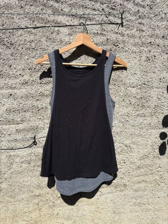 BENCH Y2K Layering Detail Sporttop / DUO Tanktop grauschwarz