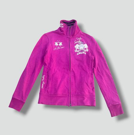 La Martina Polo Society vintage pink zip-up retro S
