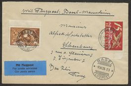 Flugpost Schweiz 1926 Basel Mannheim Luftpost Katalog 70.- +