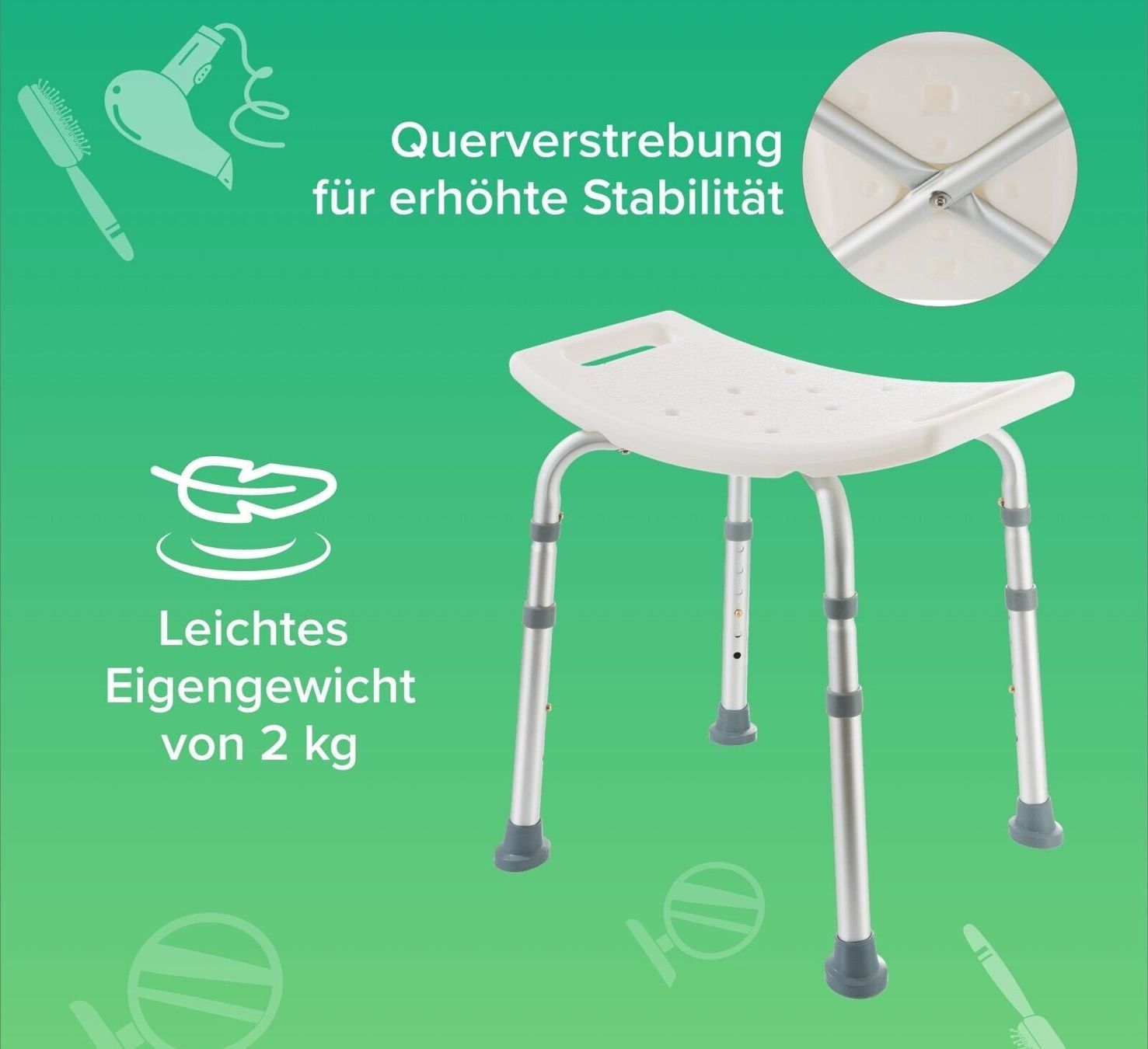 Sgabelli: Badhocker Duschhilfe + Sicherheitsgriff Duschsitz verstell. – Nuovo e nell'imballaggio originale da Wallenwil venduto da toesstal-vertrieb 7