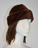 echte Nerz Mütze Pelzmütze Kappe Hut Unisex/braun/Gr.54 cm