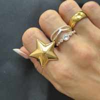 18KGP Edelstahl Stern Ring Farbe Gold