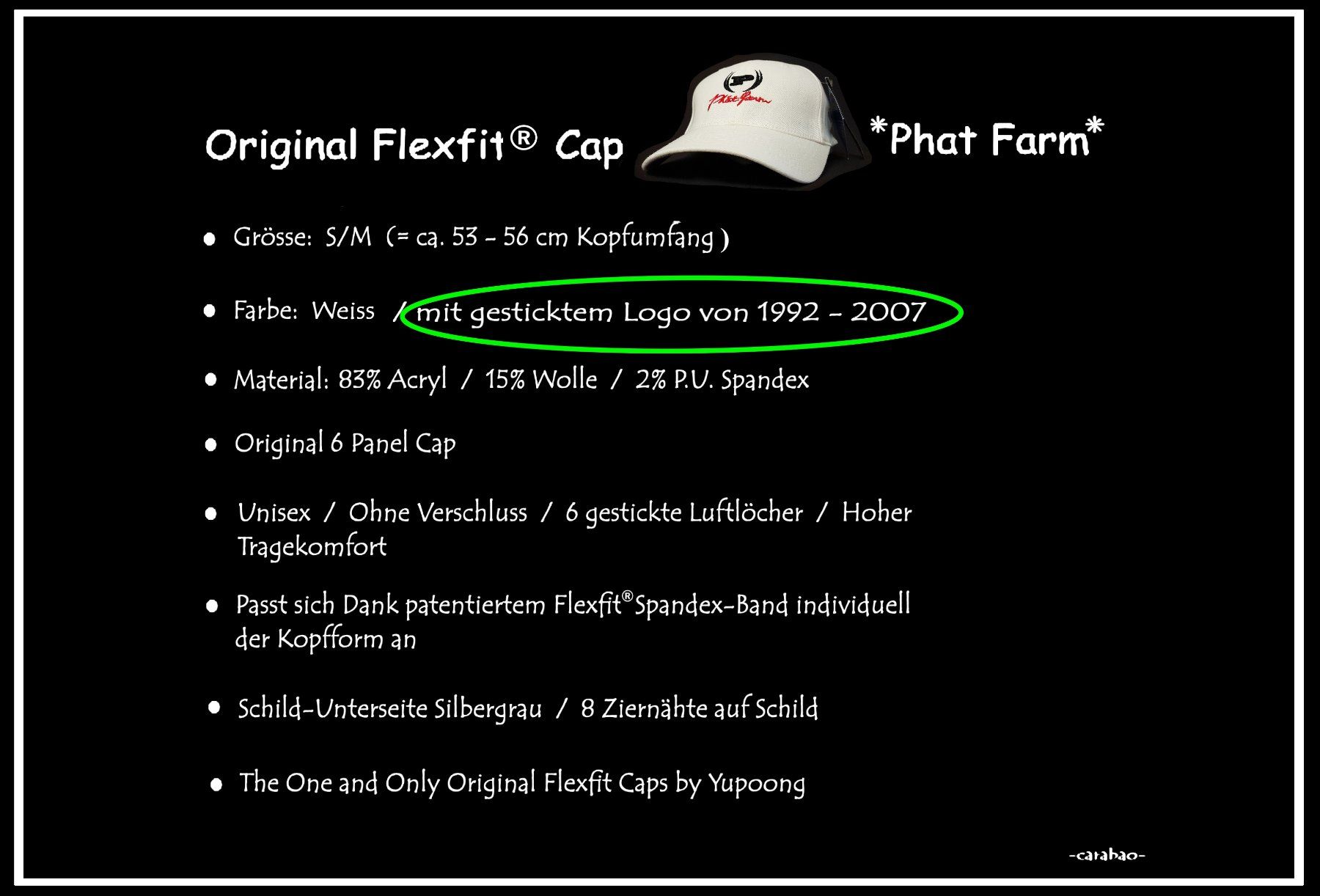 Copricapi, berretti & cappellini: Original FLEXFIT® Cap / Phat Farm / Gr. S-M – Nuovo (secondo la descrizione) da Winterthur venduto da -carabao- 8