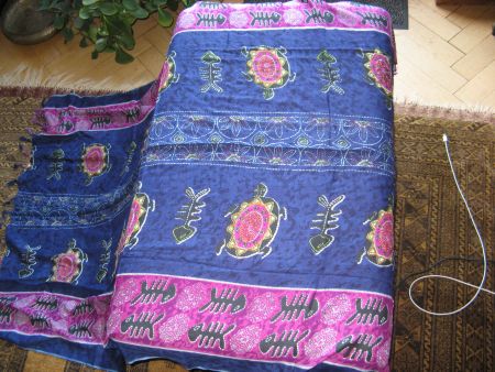 blauer Sarong, Pareo, Strandtuch Schildkröten