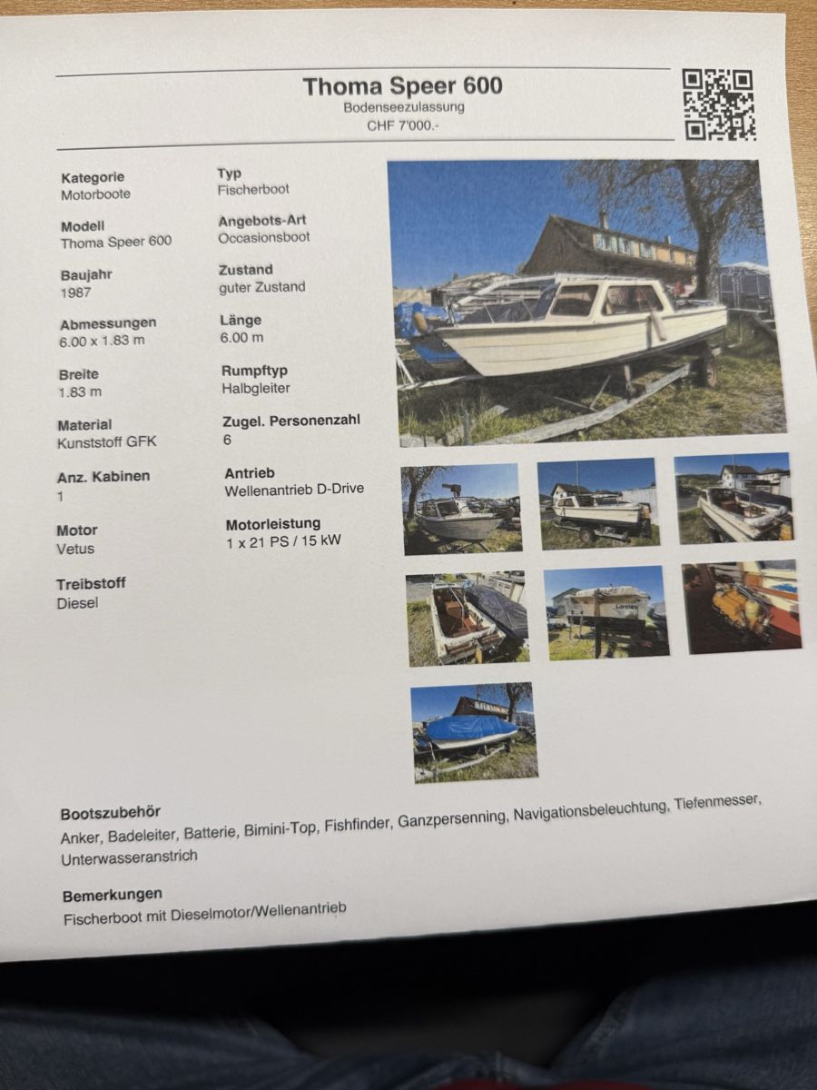 Thoma Boote: Fischerboot Thoma 600 – Gebraucht aus Widnau von as6558 1