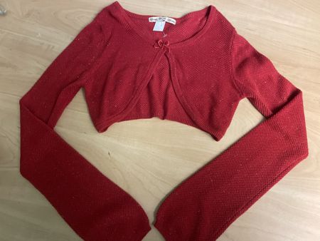 Rotes inside Glitzer-Bolero Jäckchen Gr. 140/146 Festlich