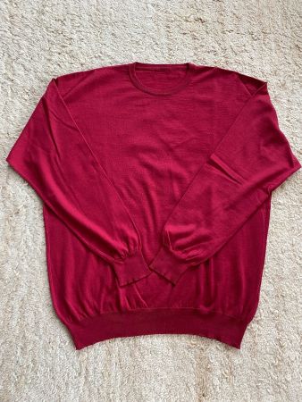 Leichter Langarm-Herrenpulli weinrot Grösse L Merino/Seide