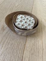 Umjubelt Ledergürtel Gr. 85 beige mit Sternen-Schnalle