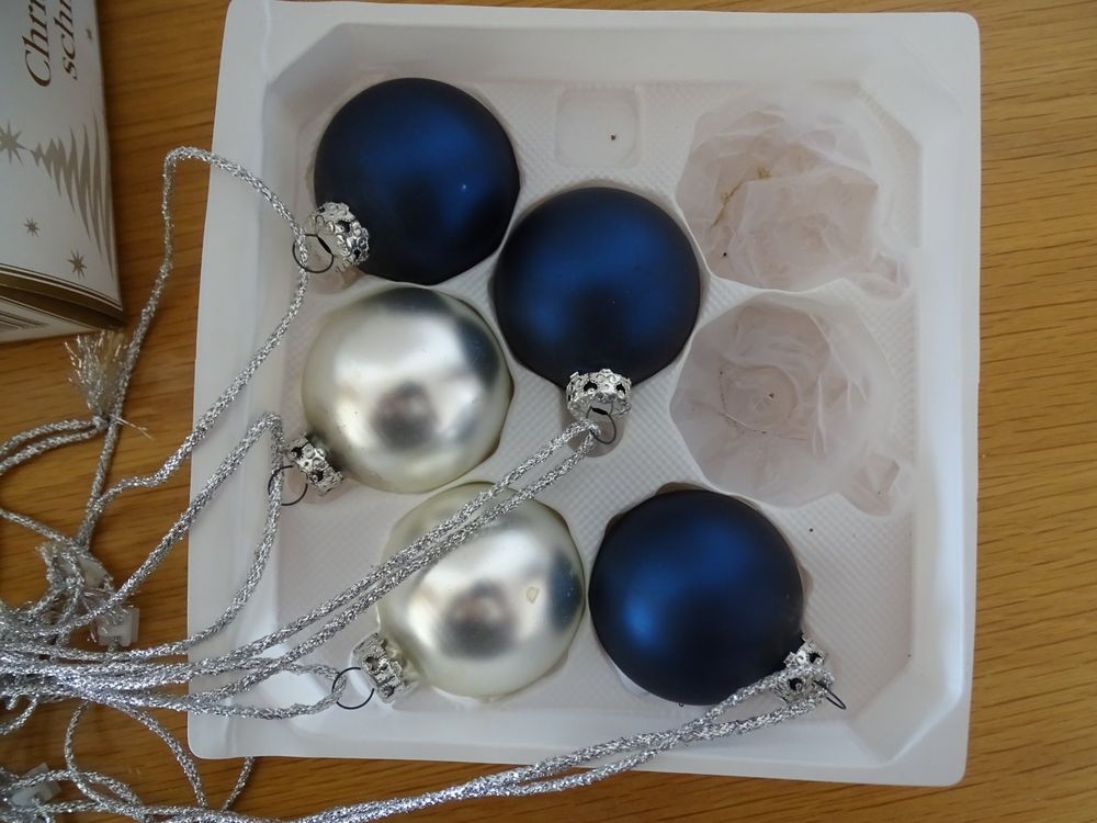 Weihnachtskugeln blau silber Kaufen auf Ricardo