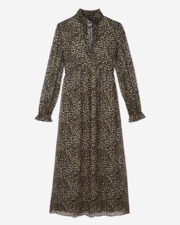 Robe The Kooples, motif léopard, longueur midi, taille 1