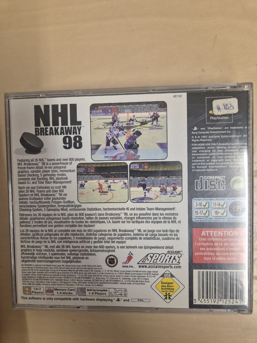 Giochi: NHL Breakaway 98 - Playstation 1 – Usato da Tuggen venduto da Santasbag 1