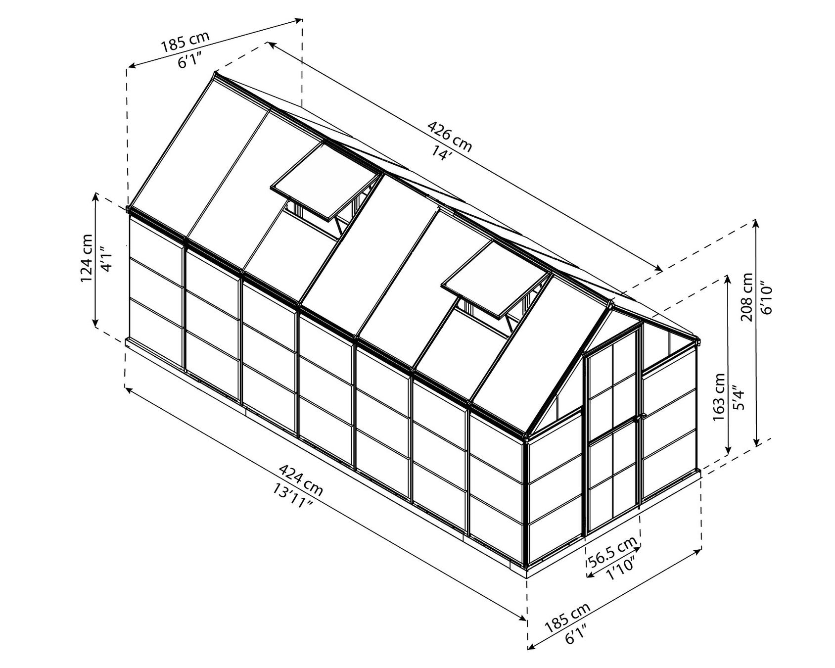 Gartenhäuser & Gewächshäuser: Gewächshaus Hybrid 2 x 4.3 silber – Neu und originalverpackt aus Erlinsbach von Home-World 6