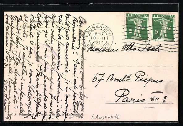 Cartoline postali: Lausanne, Les Saxitrages, 6, Chemin de M – Usato da Berlin venduto da bartko-reher 1