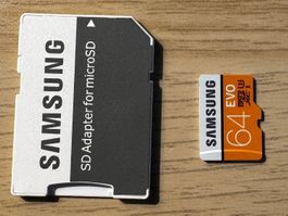 Samsung EVO 64GB MicroSD Speicherkarte + SD Adapter Neu