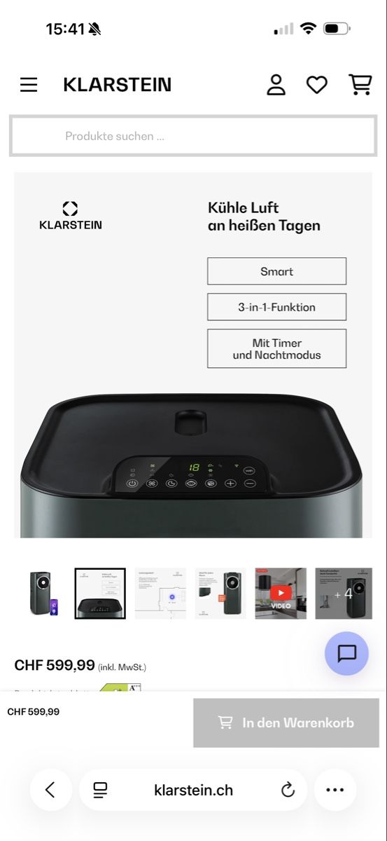 Condizionatori: Klimaanlage Anthrazit KLARSTEIN 11500 BTU – Usato da Au SG venduto da Houseofkeichousaurus 2