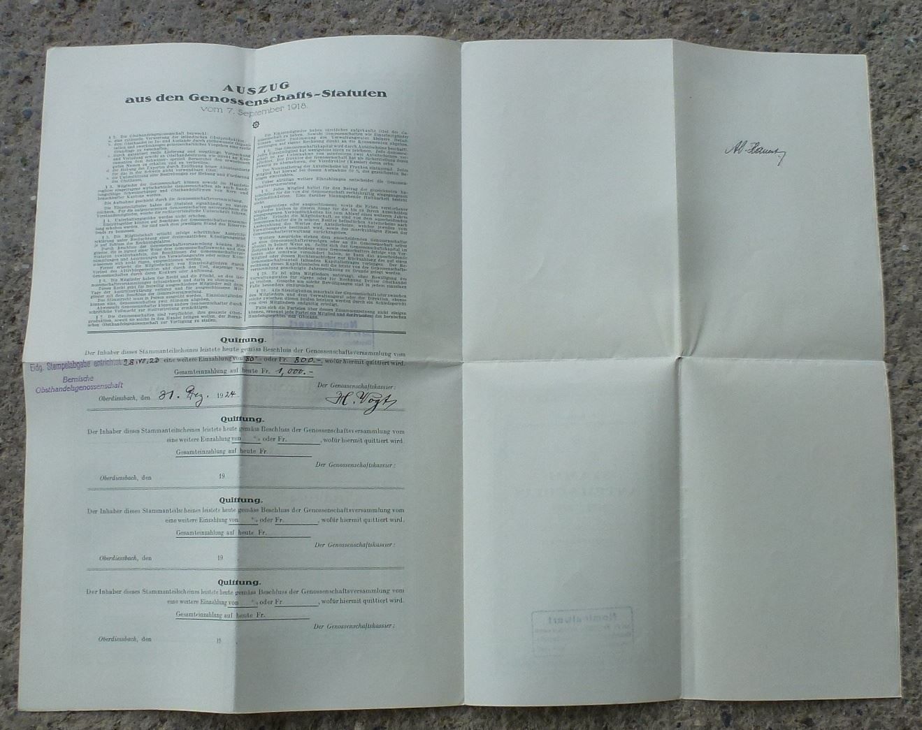 Documents: Bernische Obsthandels-Gesellschaft. – D'occasion à Walkringen par Casablanca777 3