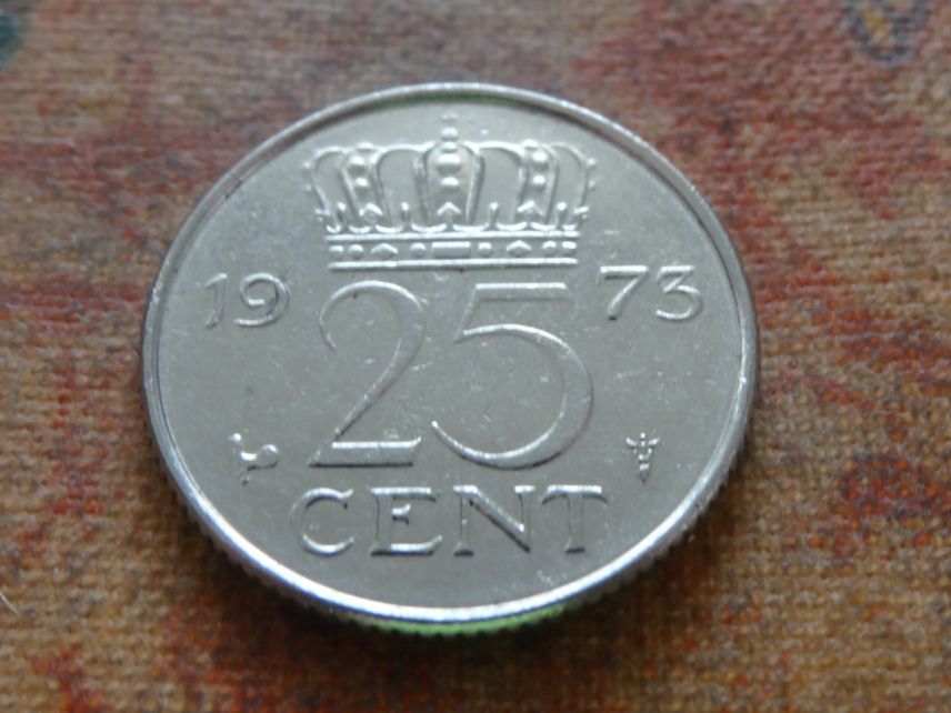 Tutti le monete: PAYS-BAS  Nederland  25  Cent  1973 – Usato da Romanel-sur-Lausanne venduto da Swift13